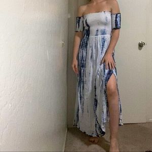 Off the shoulder tie dye maxi dress